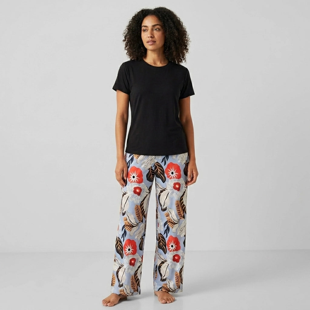 SL Black Flourish Blue Pajama