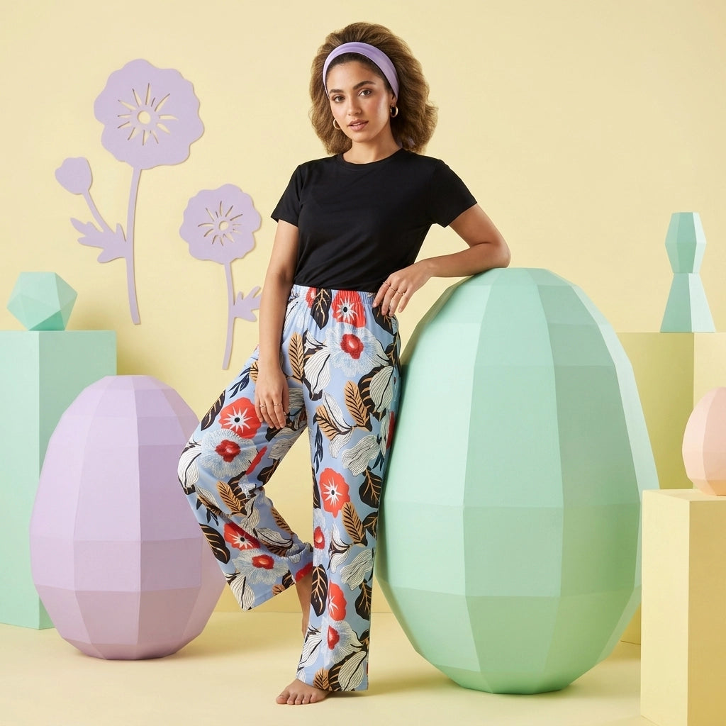 SL Black Flourish Blue Pajama