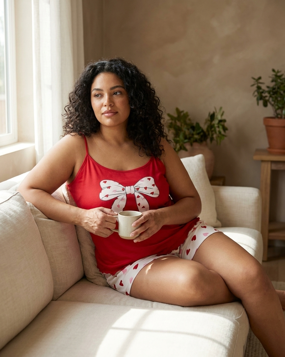 SL Short Pajama - Red Pink Hearts